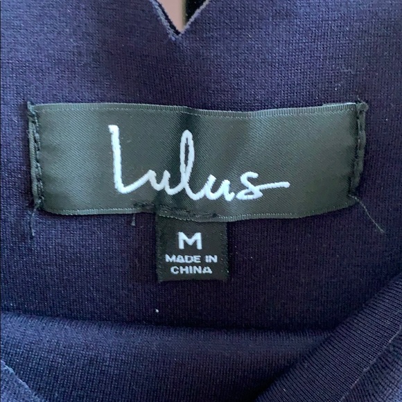 Lulu’s || Navy Scalloped Fit & Flare Dress - Picture 6 of 7